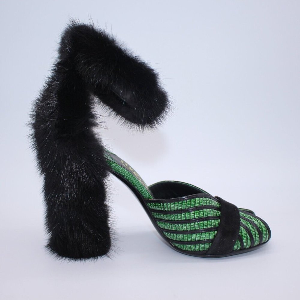 Salvatore Ferragamo FATA Reptile-Effect Leather Sandals Mink Pumps $1,500 6.5 M - Picture 5 of 11